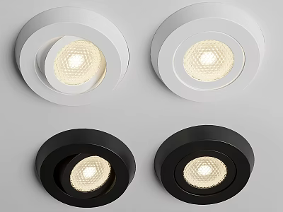White And Black Modern Recessed Downlights Spotlights With LED Bulbs And Sleek Design 3d model