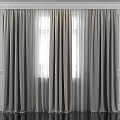 Gray Patterned Curtains With Sheer White Panels For Home Window Decor 3d model