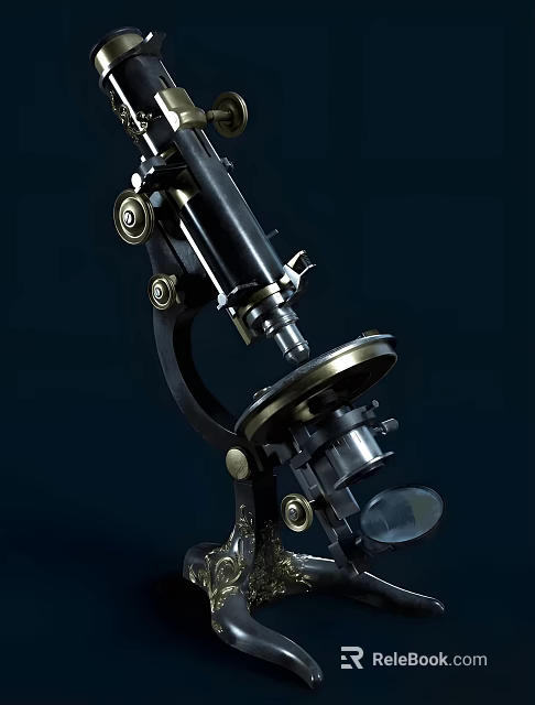Professional Medical Microscope For Laboratory Use With Adjustable Lens And Metal Base 3d model 