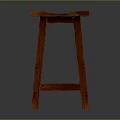 Red Wooden Bar Stool With Classic Design Simple Structure And Sturdy Legs