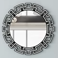 Modern Decorative Round Wall Mirror With Geometric Pattern Black And White Frame Home Decor 3d model