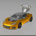 Yellow Sports Car With Scissor Doors Modern Design And Black Stripes