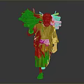 Man Carrying Firewood Bundle Wearing Traditional Headscarf And Striped Lungi Walking