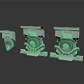 Industrial Mechanical Components With Gray Metal Base And Circular Elements