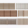 Wooden Fences With Slatted Designs Various Styles Decorative Patterns And Different Structures 3d model