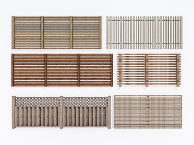 Wooden grille enclosure partition grille guardrail 3d model