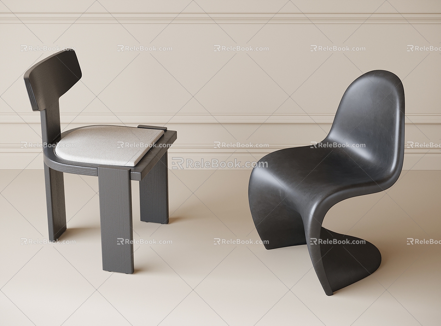 Modern Single Chair Dining Chair Leisure Chair 3d model