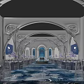 Elegant Ocean Themed Banquet Hall With Stunning Fish Shaped Ceiling Decorations For Upscale Wedding Events