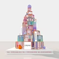 Colorful Tower Like Structure With Stacked Cubes Top Sphere DREAM Lettering And Person Standing Beside