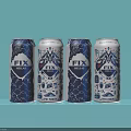 FIX Refreshing Beverage Cans With Modern Blue And White Design Packaging 3d model