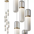Modern Cylindrical Pendant Lights With White Glass Shade And Gold Accent For Interior Lighting