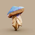 Walking Mushroom Creature With Blue Green Cap And Brown Body