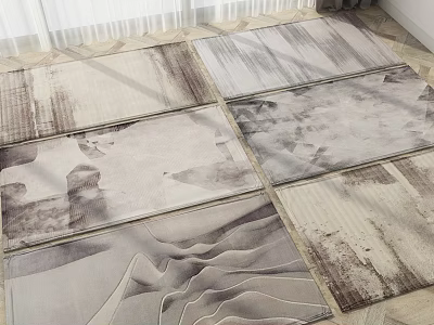 Square Carpets Modern Design With Abstract Patterns And Layered Textures For Interior Decoration 3d model