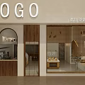 Cozy Dessert Shop Interior With Bamboo Blinds Dessert Display And Seating Bench