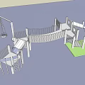 Outdoor Playground Equipment With Swing Climbing Net Slide And Platform Structure 3d model
