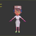 3D Nurse Character With Red Hair White Uniform And Red Cross Cap