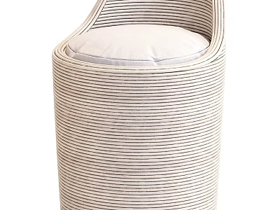 Elegant Beige Woven Stool With Soft Cushioned Seat For Home Decor 3d model