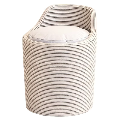 Elegant Beige Woven Stool With Soft Cushioned Seat For Home Decor 3d model