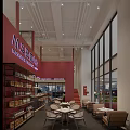 Stylish Café Interior Design With Red Walls Round Windows Pendant Lights And Wooden Seats