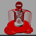 Red Photo Check In Spot With Logo Hourglass Cage Frame And Dots Base