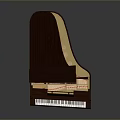 Brown Grand Piano With Open Lid Black White Keys And Golden Legs