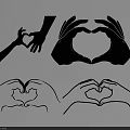 Heart Shaped Hand Silhouette Art Wall Decor with Creative Design Elements 3d model