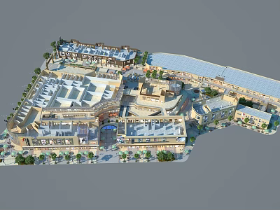 Aerial View Planning of Urban Commercial Complex With Modern Buildings and Open Plazas 3d model