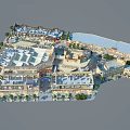 Aerial View Planning of Urban Commercial Complex With Modern Buildings and Open Plazas