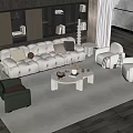 Sofa Coffee Table Combination Sofa Coffee Table Three-Seater Sofa Living Room 3d model