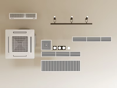 Various Types Of Air Conditioner Vents With Different Grille And Rectangular Designs 3d model