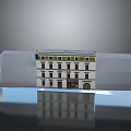 Classical Multi Story Building Model With White Facade Decorative Windows And Transparent Base
