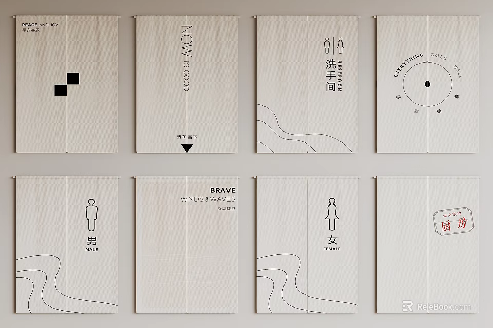 Minimalist Card Designs With Diverse Text Symbols And Geometric Shapes 3d model 