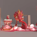 Enchanting Photo Check in Spot With Pink Dragon Clouds Pavilion And Stone Pillars