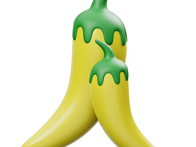 Fresh Ripe Yellow Chili Peppers with Green Tops Smooth Curved Shape and Vibrant Color 3d model