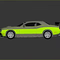 Gray Two Door Sports Car With Neon Green Stripes Black Rear Spoiler And Alloy Wheels
