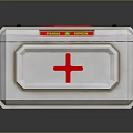 Emergency First Aid Kit White Container With Red Cross Symbol And Black Handles