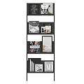 Modern Bookcase Interior With Open Shelves Books Photo Frames And Magazines