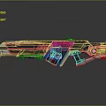 Futuristic Sci Fi Gun With Blue Lights Digital Display And Sleek Metallic Design
