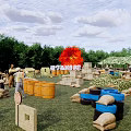 Military Personnel Training at Outdoor Shooting Range With Targets Tires and Sandbags