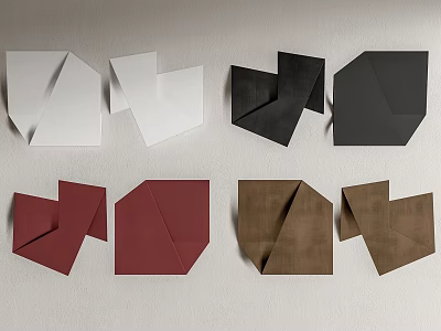Modern Geometric Folded Paper Wall Decor With White Black Red Brown Colors 3d model