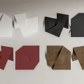 Modern Geometric Folded Paper Wall Decor With White Black Red Brown Colors