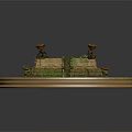 Ancient Altar Platform On Circular Base With Candelabra Green Plants And Glowing Gems