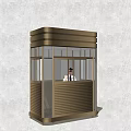 Modern Brown Security Booth With Glass Windows And Security Guard Inside 3d model