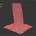 Tree Stump With Rough Bark Texture On Square Base And Surrounding Soil Debris 3d model