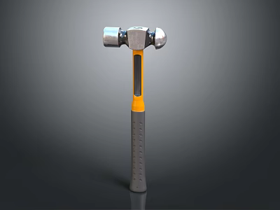 Professional Hardware Tool Hammer With Metal Head Yellow And Gray Non Slip Handle Durable Use 3d model