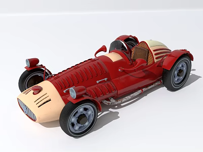 Unique Red Vintage Electric Toy Car With Classic Retro Streamlined Design 3d model