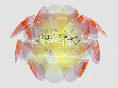 Colorful Transparent Petal Chandelier With Modern Artistic Design 3d model