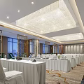 Elegant Modern Conference Room With Large Table White Chairs And Crystal Chandelier