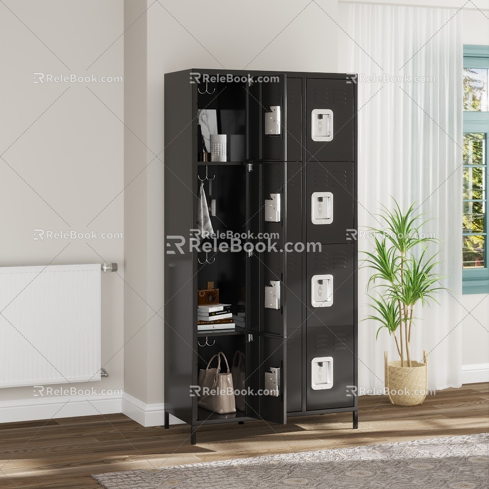 Nordic style bedroom locker 3d model