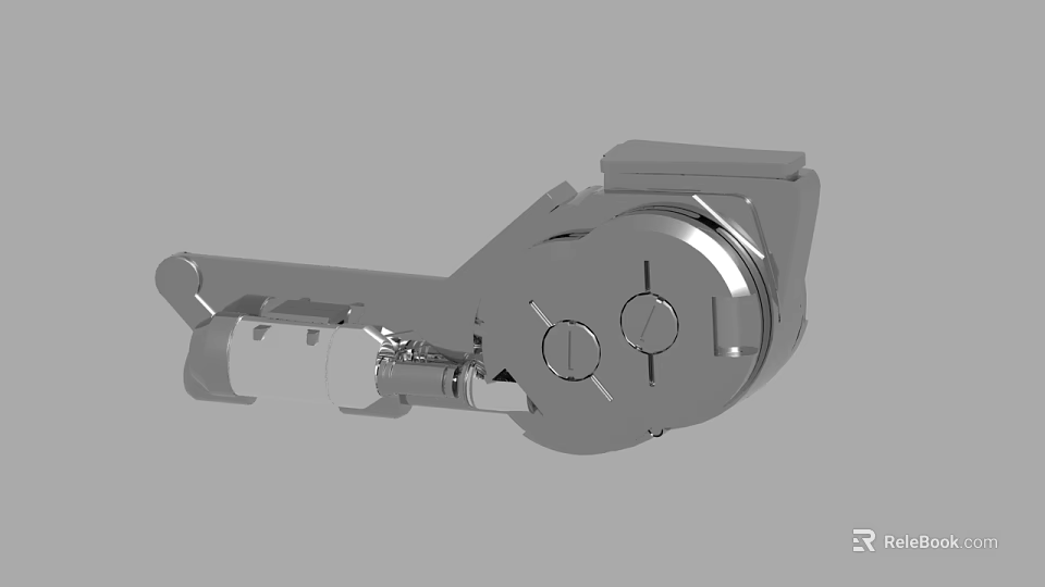 Industrial Silver Metal Mechanical Component With Circular Holes And Connecting Parts 3d model 